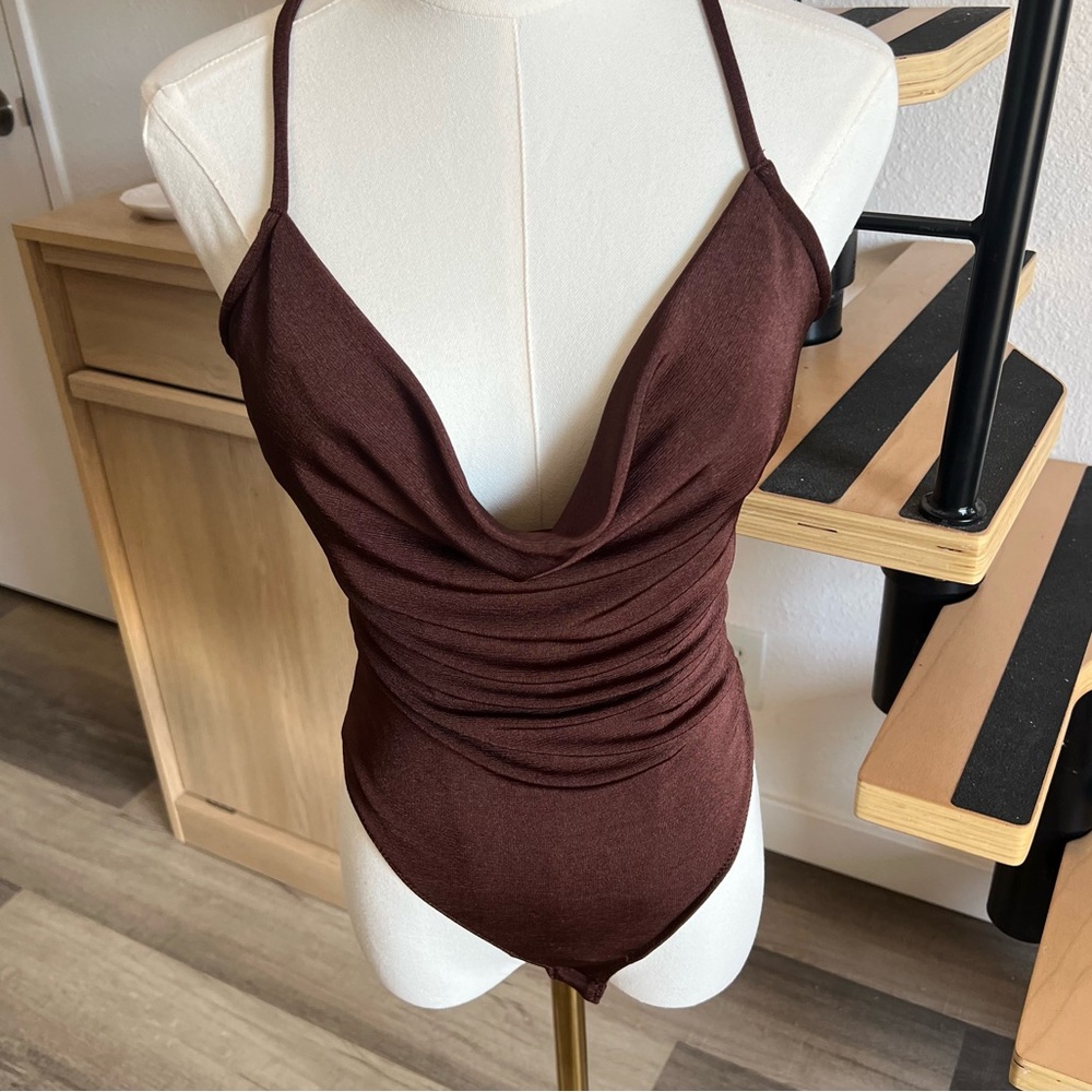 Free People Brown Cowl Neck Bodysuit - Picture 2 of 7